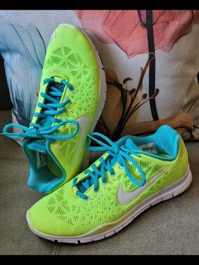 Nike Free TR Fit 3 BREATHE Neon Yellow and Teal Athletic Running Shoes - Women's